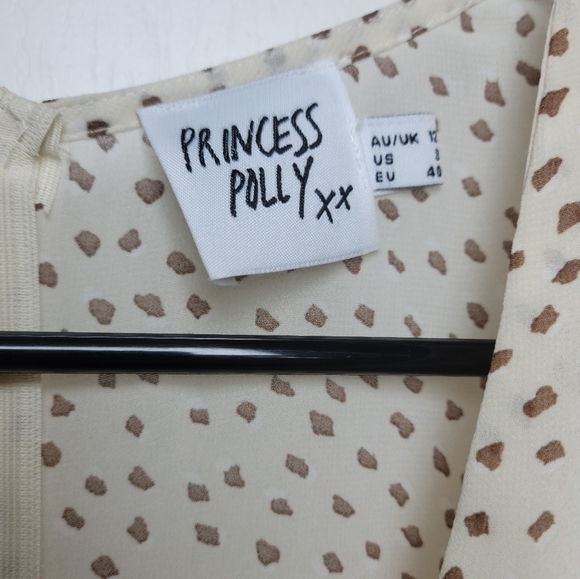 Princess Polly String of Love Cream and Brown Ruffle Romper Size 8 - Picture 11 of 12